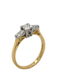 Pre-loved 18ct Yellow and White Gold 3-Stone Baguette Diamond Princess Ring