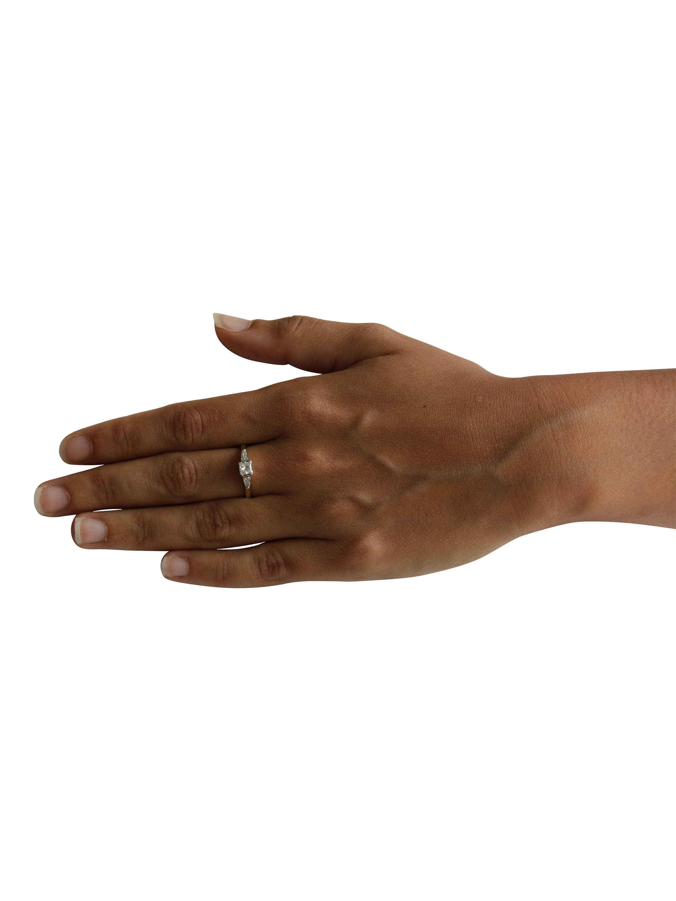 Product image 4 of 4, which shows Pre-loved 18ct Yellow and White Gold 3-Stone Baguette Diamond Princess Ring