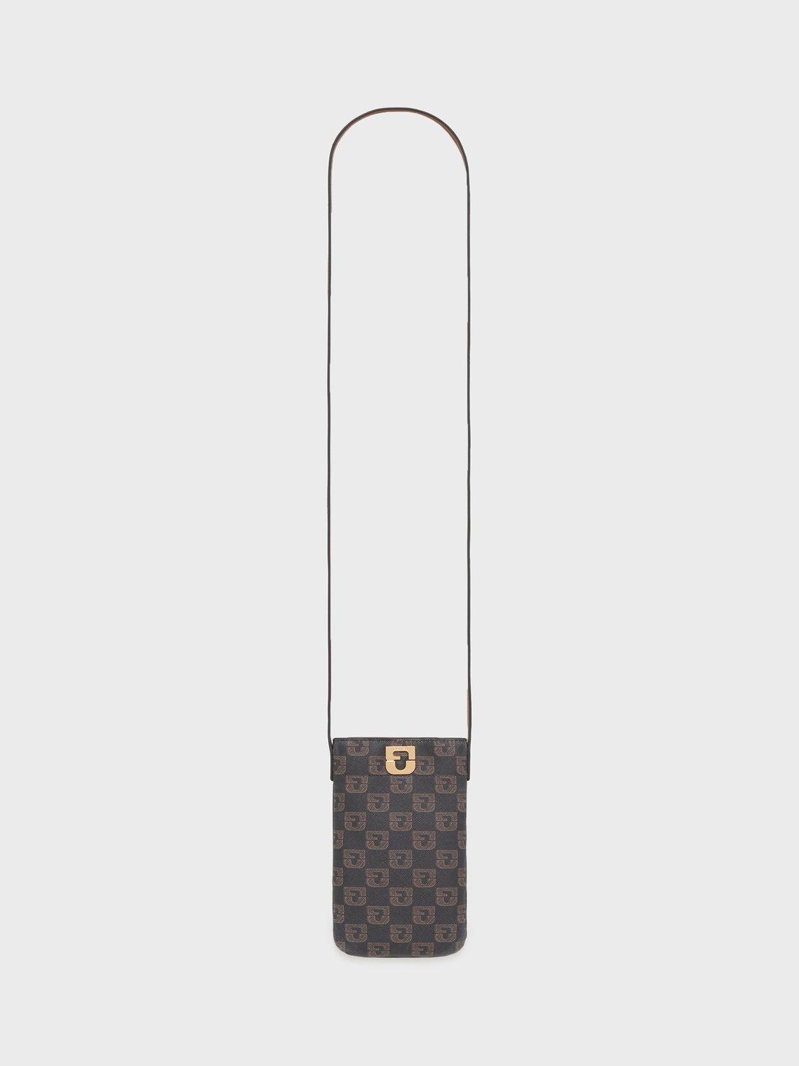 Product image 1 of 3, which shows Gerard Darel Lady Logo Crossbody Phone Bag, Brown