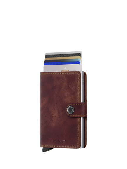 Secrid Vintage Leather Mini Wallet, Brown