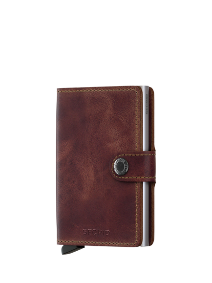 Secrid Vintage Leather Mini Wallet - view 2, Brown