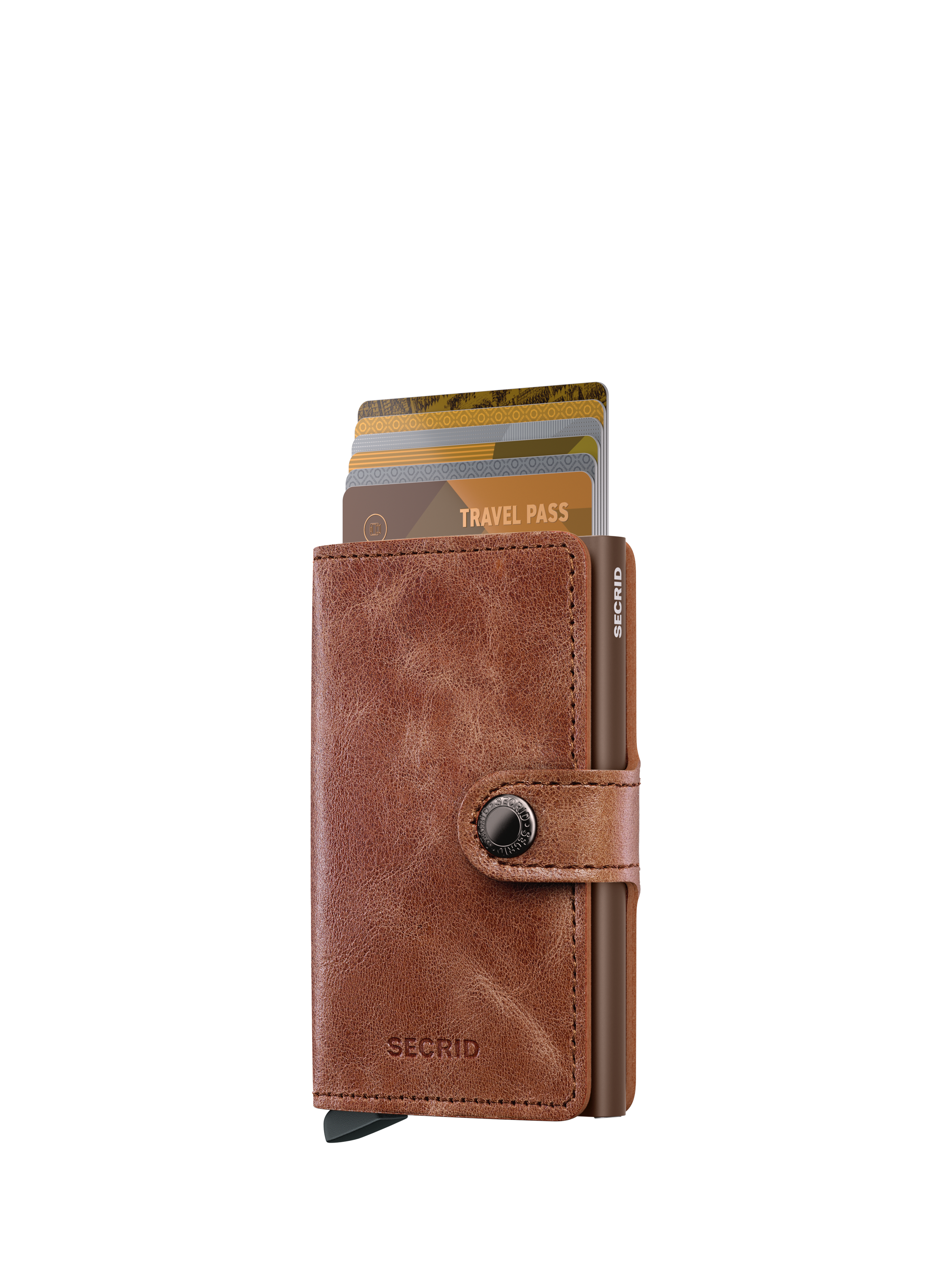 Product image 1 of 5, which shows Secrid Vintage Leather Mini Wallet, Cognac Brown
