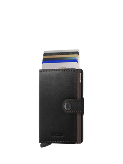 Secrid Original Leather Mini Wallet, Black-brown