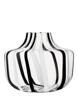 LSA International Stripe Glass Vase, H20cm, Black/White, Black,white