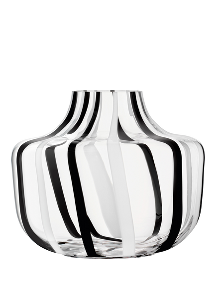 LSA International Stripe Glass Vase, H20cm, Black/White, Black,white