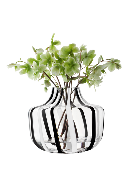 LSA International Stripe Glass Vase, H20cm, Black/White - view 2, Black,white