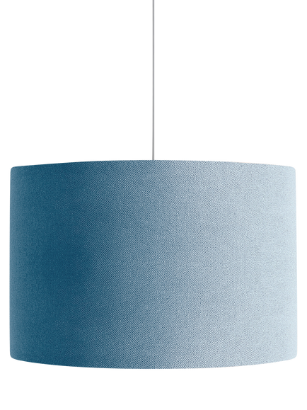 houseof Chequered Drum Canvas Lampshade, Damson Blue