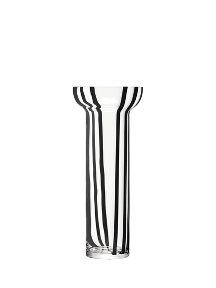 LSA International Stripe Glass Vase, H42cm, Black, Black