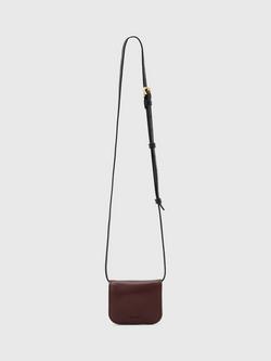 AllSaints Maeve Crossbody Leather Card Holder, Brown, Brown