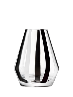 LSA International Stripe Glass Vase, H14cm, Black/White, Black,white