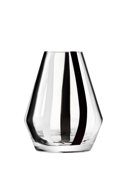 LSA International Stripe Glass Vase, H14cm, Black/White, Black,white