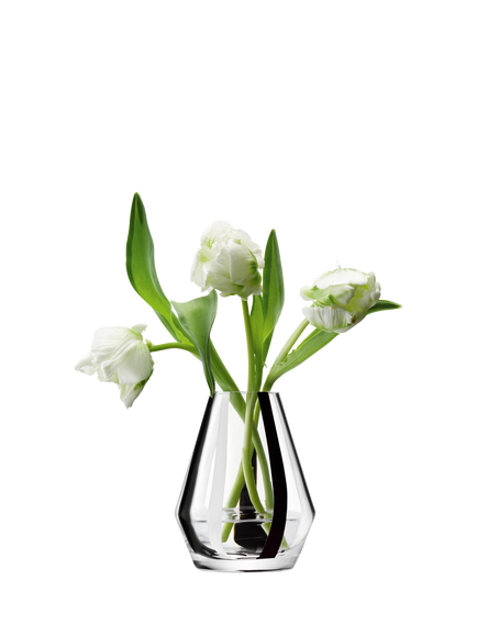 LSA International Stripe Glass Vase, H14cm, Black/White - view 2, Black,white