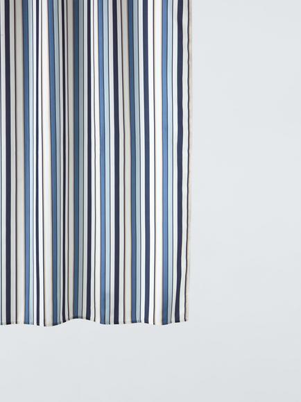 John Lewis Polzeath Stripe Recycled Polyester Shower Curtain, Blue/Multi, Blue Multi