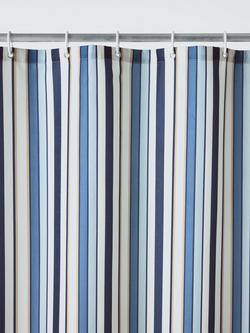 John Lewis Polzeath Stripe Recycled Polyester Shower Curtain, Blue/Multi - view 2, Blue Multi