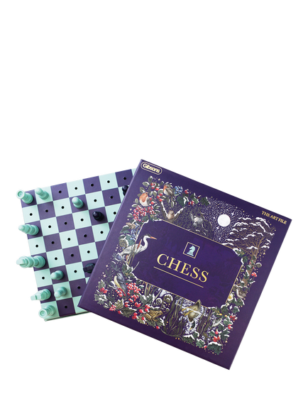 Gibsons x The Art File Travel Chess Board - view 2, Blue Multi Blue
