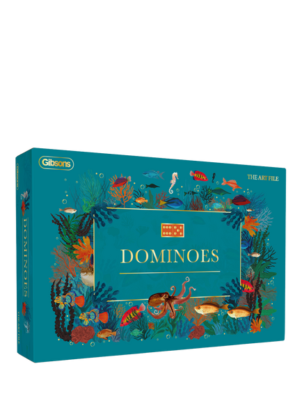 Gibsons x The Art File Sea Life Domino Set, Blue Teal