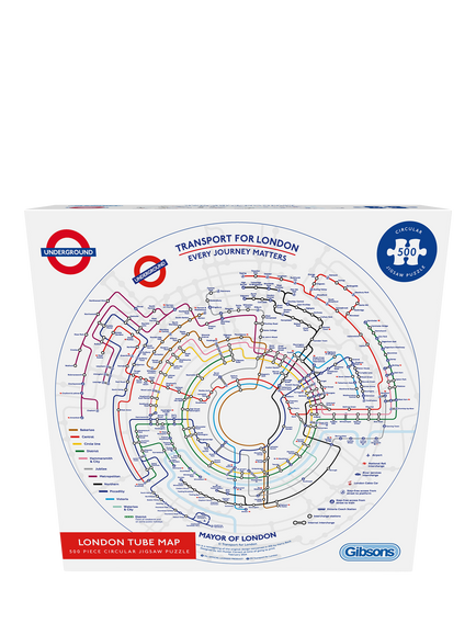 Gibsons TFL London Underground Circular Tube Map Jigsaw Puzzle, 500 Pieces - view 2, White Multi White