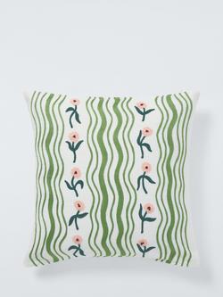 John Lewis Ribbon Cushion, Blossom, Blossom