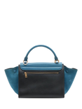 Pre-loved CELINE Trapeze Leather and Suede 2Way Grab Bag, Blue/Black