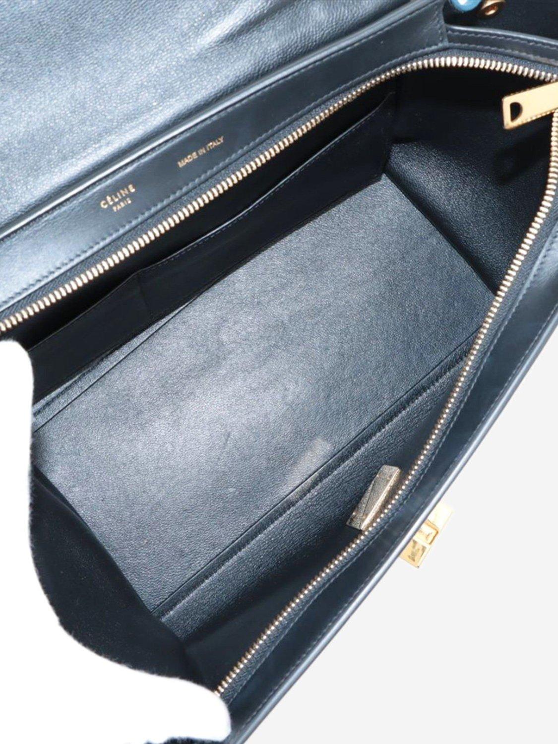 Product image 8 of 10, which shows Pre-loved CELINE Trapeze Leather and Suede 2Way Grab Bag, Blue/Black