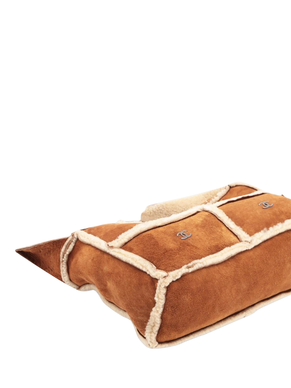 Product image 8 of 10, which shows Pre-loved CHANEL Vintage 2000 Coco Mark Mouton Shearling Shoulder Bag, Brown