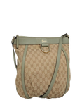 Pre-loved GUCCI Abbey GG Canvas and Leather Shoulder Bag, Neutral/Light Teal