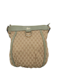 Pre-loved GUCCI Abbey GG Canvas and Leather Shoulder Bag, Neutral/Light Teal