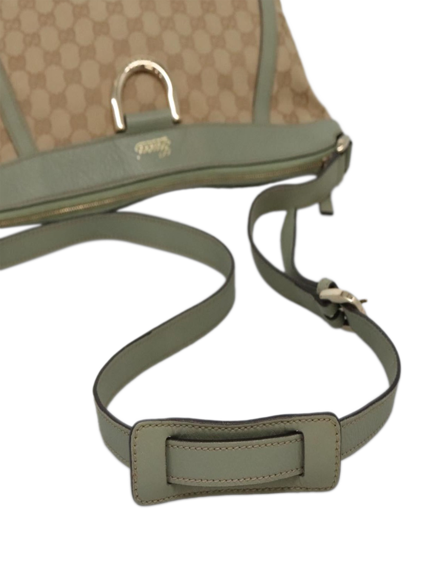 Product image 7 of 10, which shows Pre-loved GUCCI Abbey GG Canvas and Leather Shoulder Bag, Neutral/Light Teal