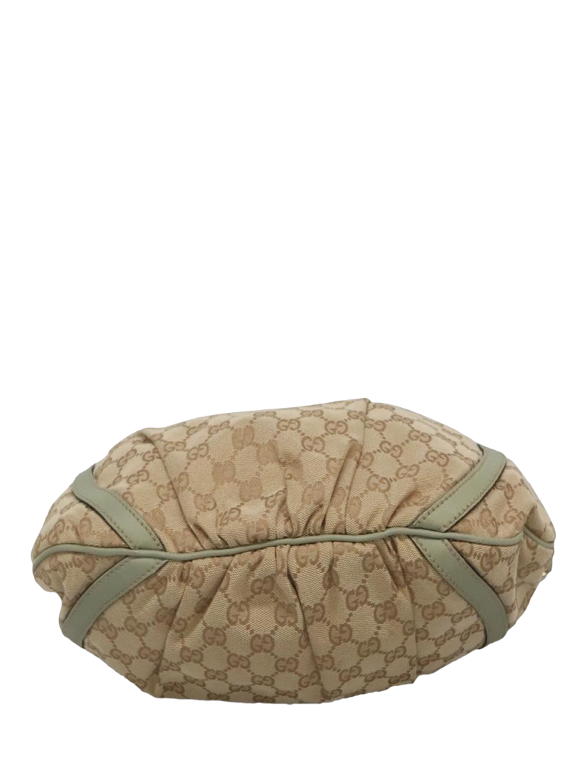 Product image 9 of 10, which shows Pre-loved GUCCI Abbey GG Canvas and Leather Shoulder Bag, Neutral/Light Teal