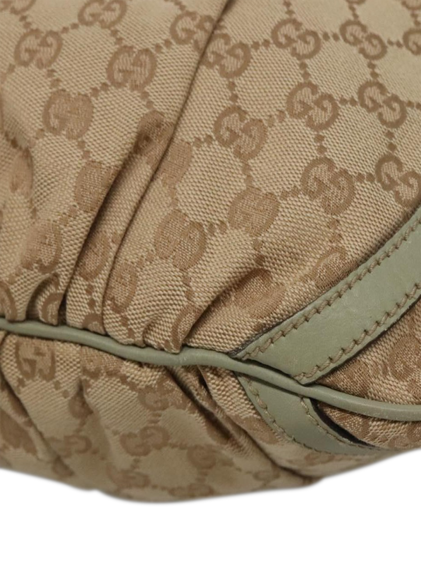Product image 10 of 10, which shows Pre-loved GUCCI Abbey GG Canvas and Leather Shoulder Bag, Neutral/Light Teal