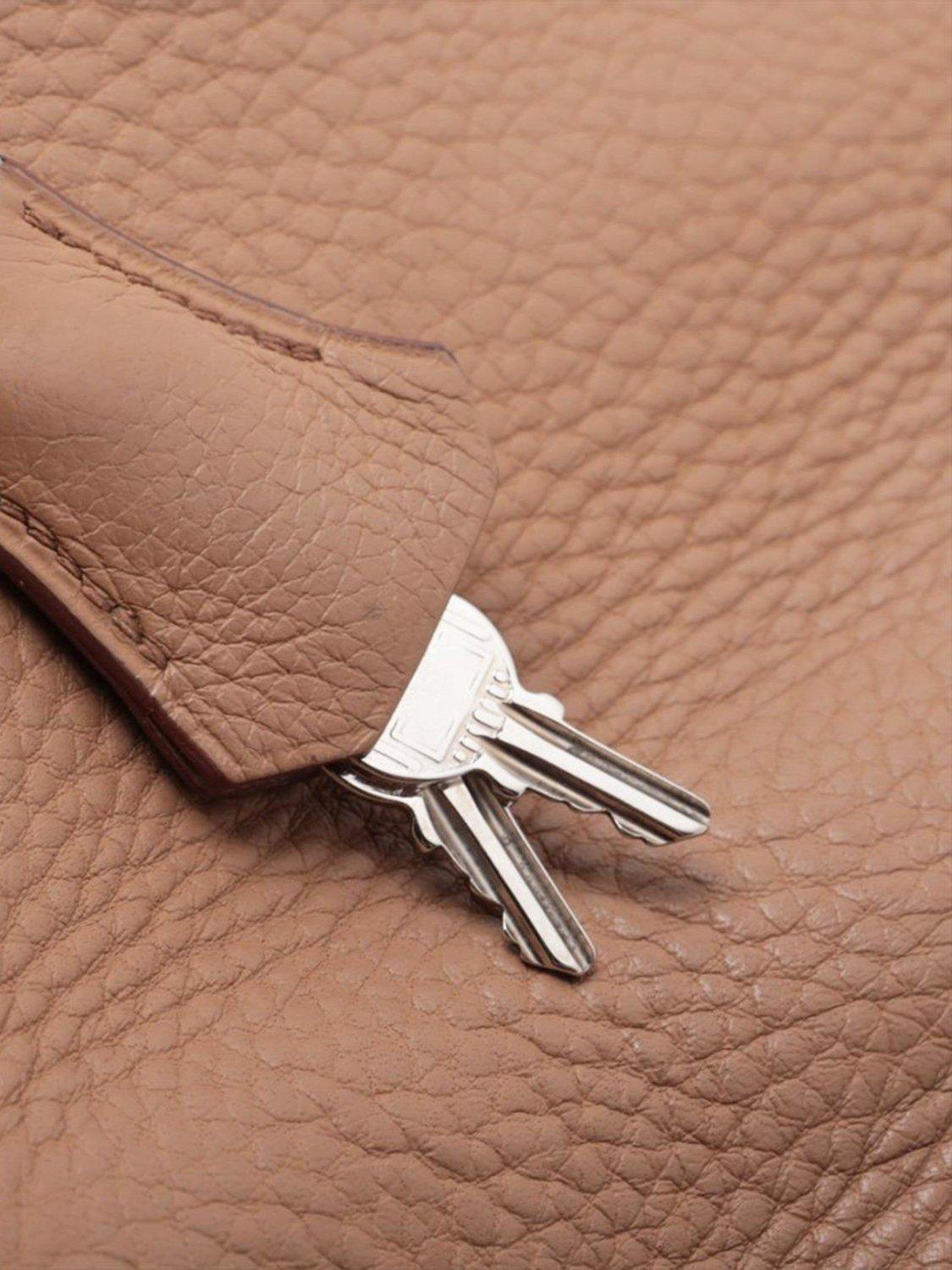 Product image 4 of 10, which shows Pre-loved Hermès Kelly Vintage 2003 32 Retourne Taurillon Clemence Tabac Leather Grab Bag, Brown