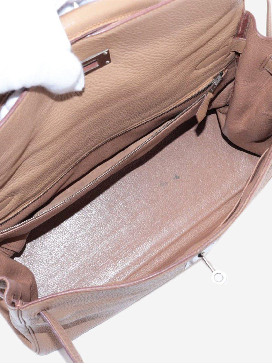 Product image 5 of 10, which shows Pre-loved Hermès Kelly Vintage 2003 32 Retourne Taurillon Clemence Tabac Leather Grab Bag, Brown