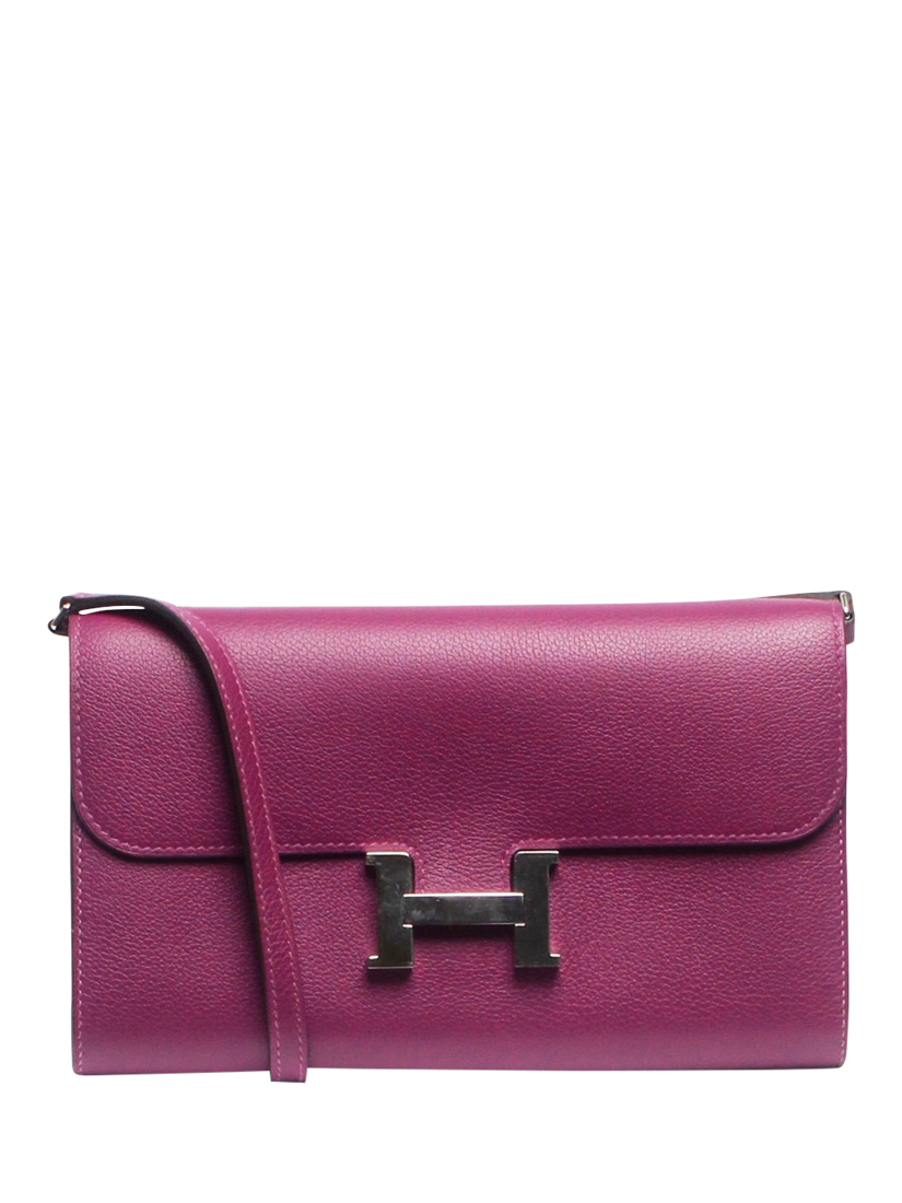 Product image 1 of 6, which shows Pre-loved Hermès Constance 2021 To Go Leather Wallet, Purple