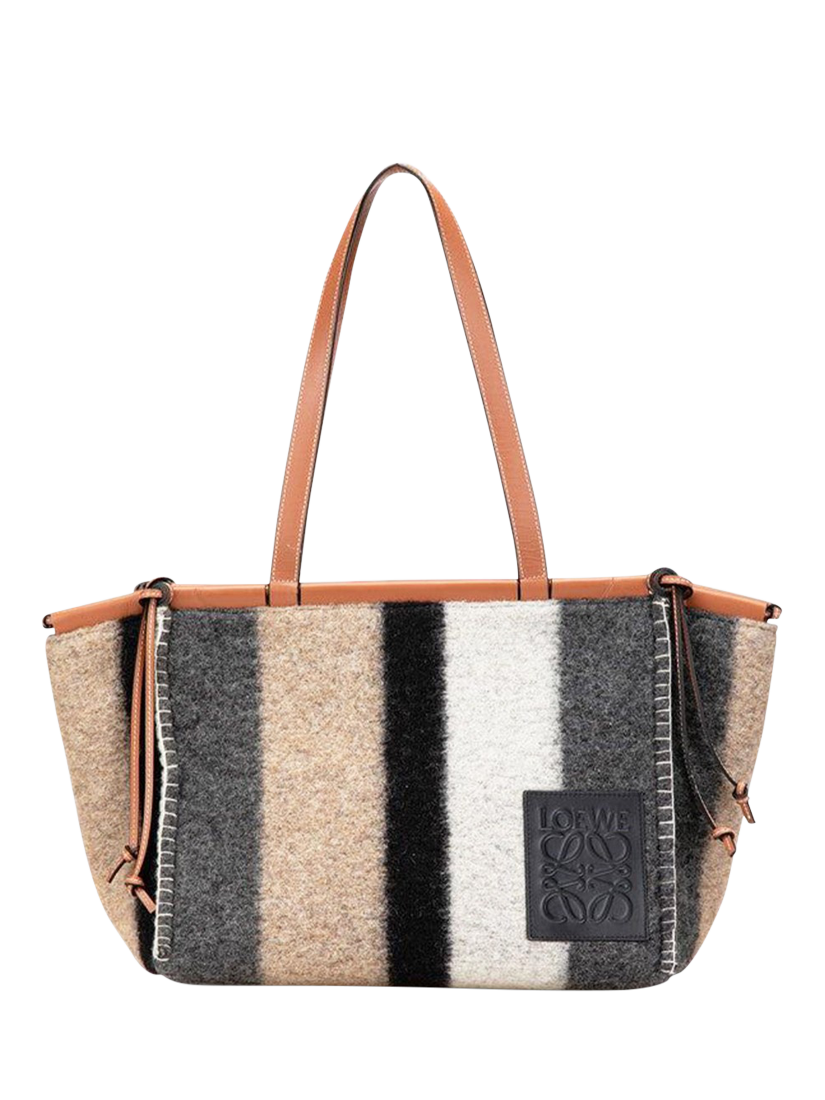 Pre-loved LOEWE Striped Wool and Leather Tote Bag, Multi