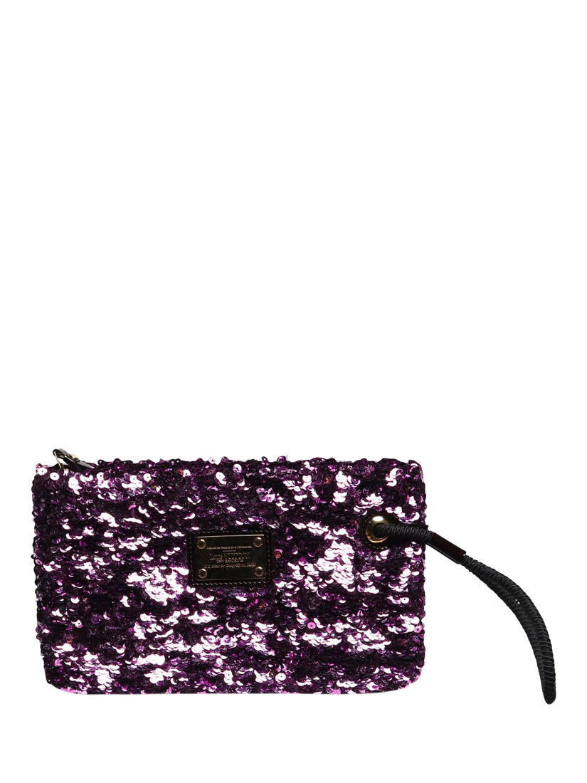 Product image 1 of 9, which shows Pre-loved Louis Vuitton Violette Rococo Pochette Monogrammed Sequin Clutch Bag, Purple