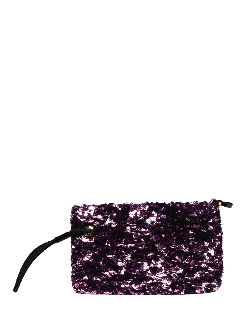 Product image 2 of 9, which shows Pre-loved Louis Vuitton Violette Rococo Pochette Monogrammed Sequin Clutch Bag, Purple
