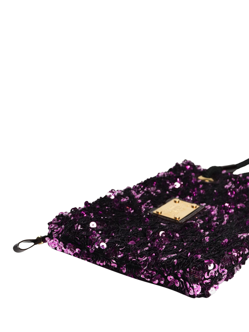 Product image 3 of 9, which shows Pre-loved Louis Vuitton Violette Rococo Pochette Monogrammed Sequin Clutch Bag, Purple