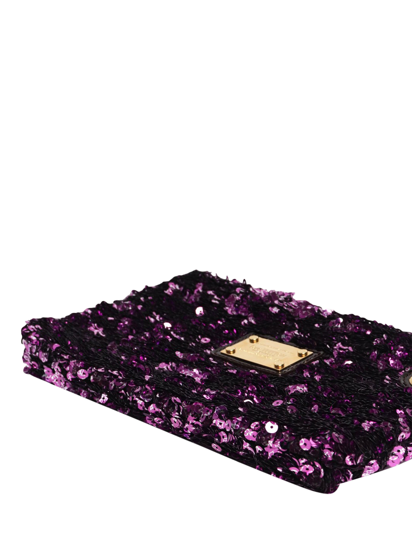 Product image 4 of 9, which shows Pre-loved Louis Vuitton Violette Rococo Pochette Monogrammed Sequin Clutch Bag, Purple