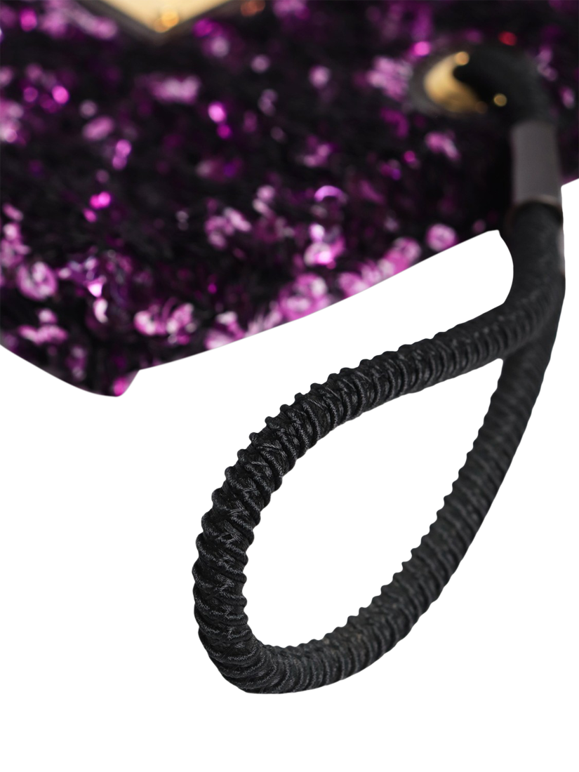 Product image 7 of 9, which shows Pre-loved Louis Vuitton Violette Rococo Pochette Monogrammed Sequin Clutch Bag, Purple