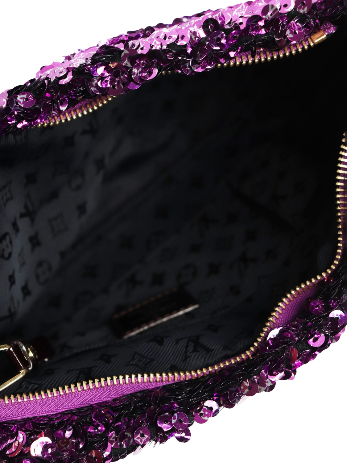 Product image 8 of 9, which shows Pre-loved Louis Vuitton Violette Rococo Pochette Monogrammed Sequin Clutch Bag, Purple