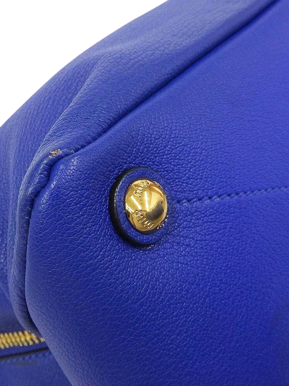Product image 5 of 8, which shows Pre-loved Miu Miu Madras 2-Way Leather Bag, Blue