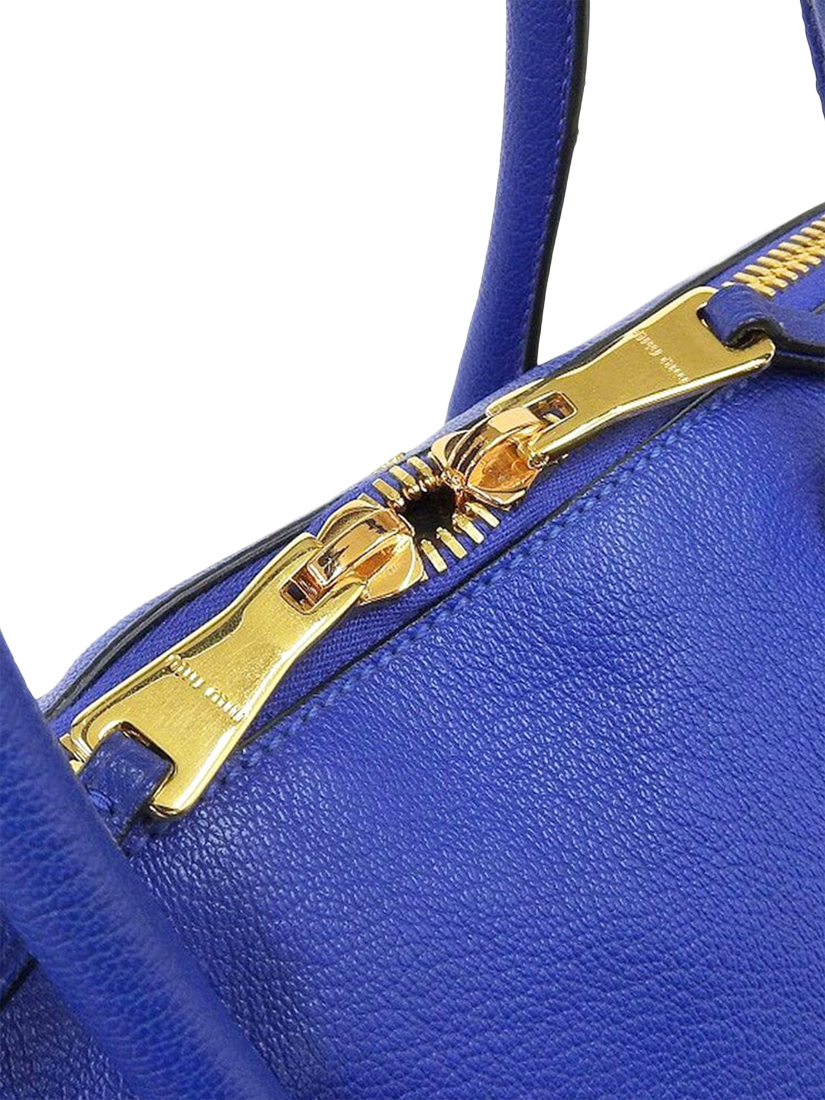 Product image 7 of 8, which shows Pre-loved Miu Miu Madras 2-Way Leather Bag, Blue