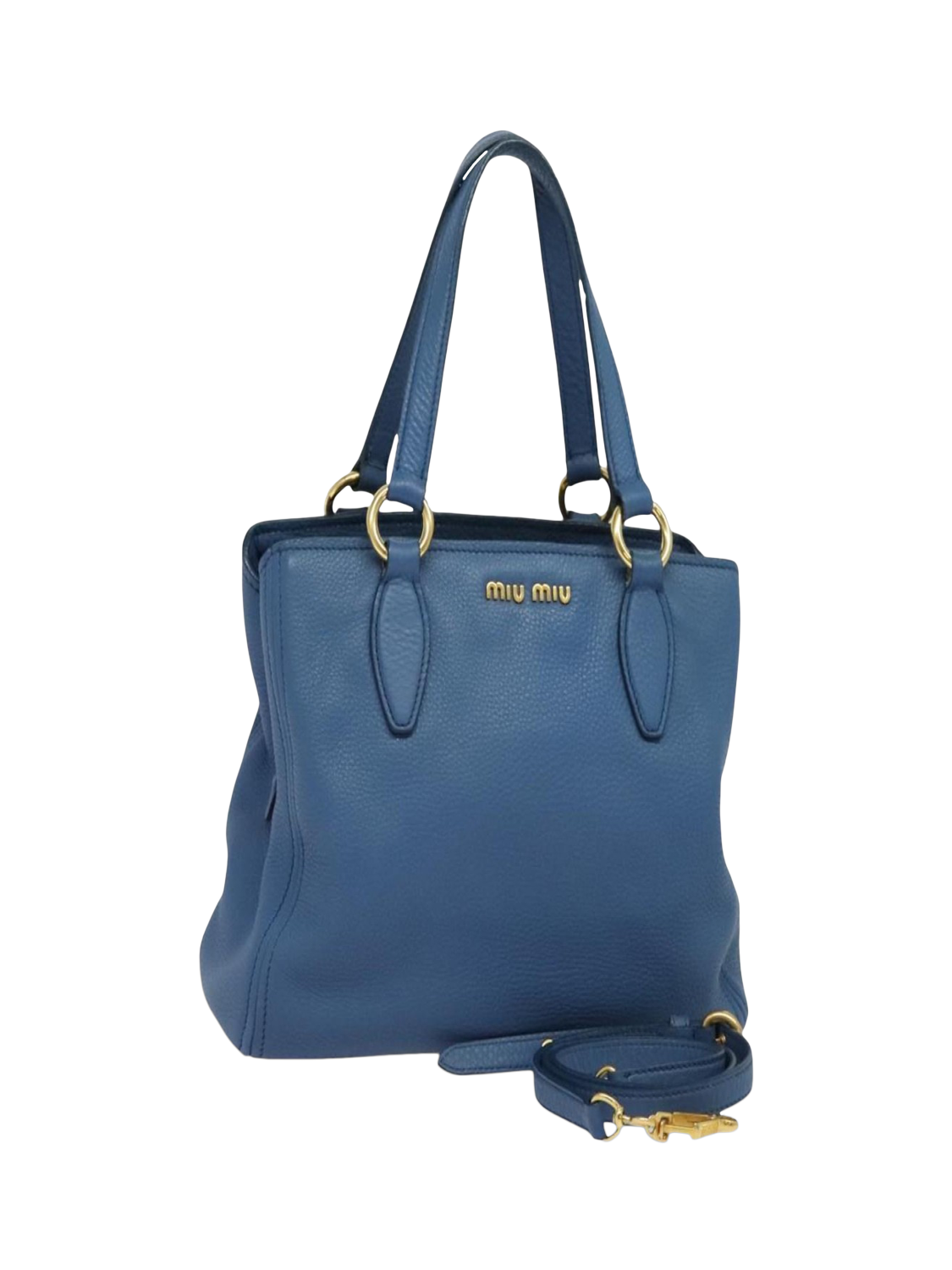 Product image 1 of 10, which shows Pre-loved Miu Miu 2-Way Leather Shoulder Bag, Blue
