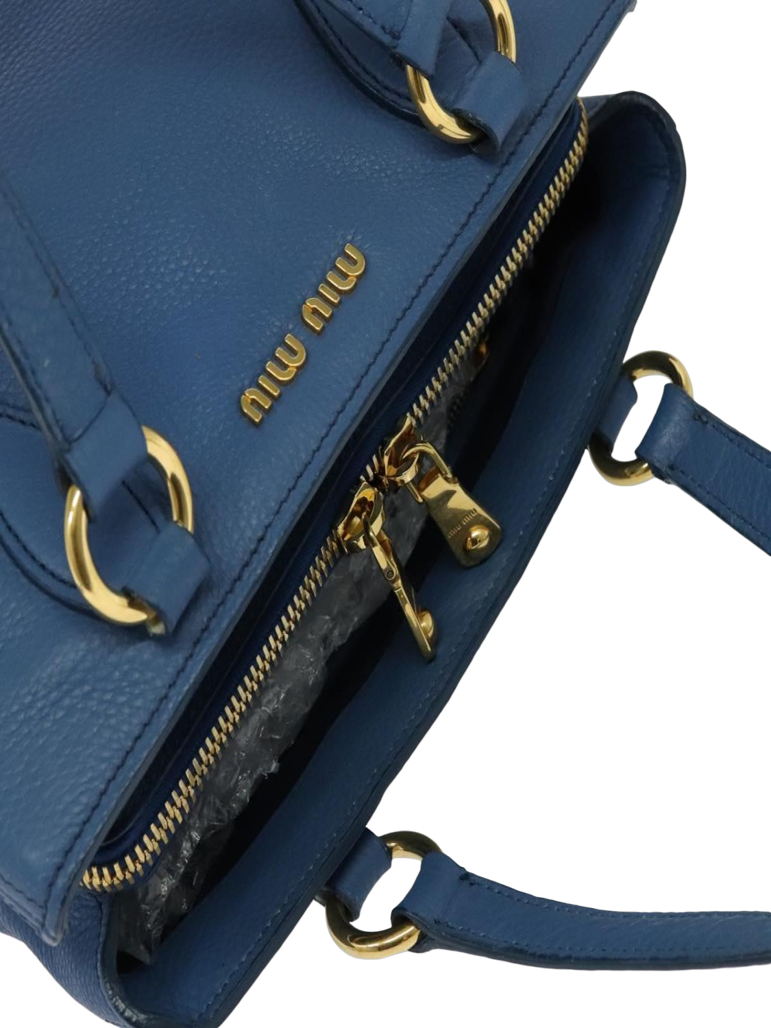 Product image 6 of 10, which shows Pre-loved Miu Miu 2-Way Leather Shoulder Bag, Blue