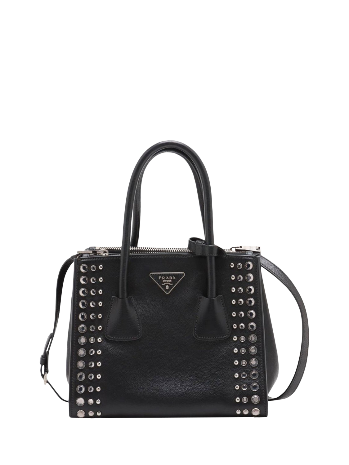 Pre-loved Prada Studded 2-Way Leather Bag, Black