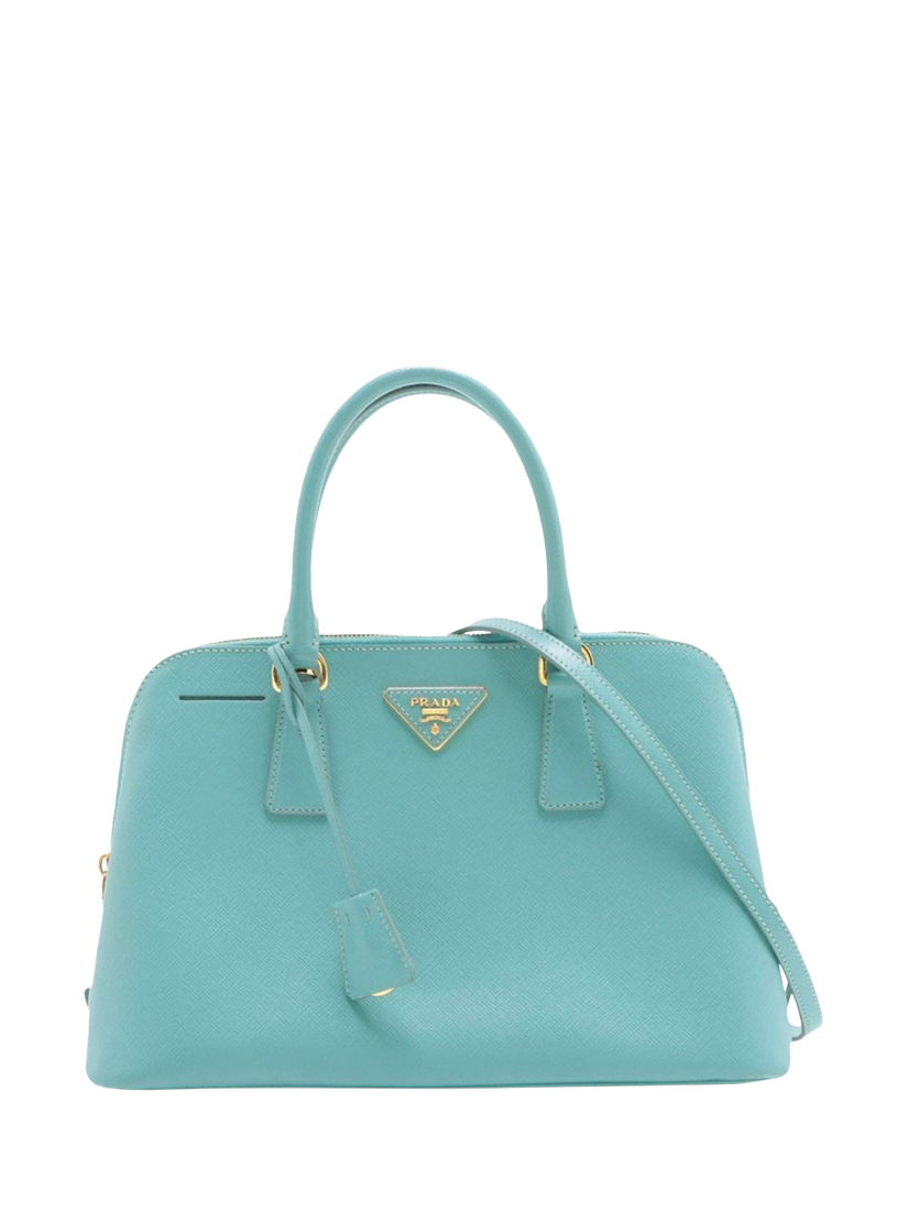 Pre-loved Prada Saffiano Lux Leather 2-Way Bag, Turquoise