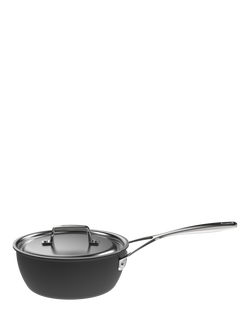 DEMEYERE Black 5-Layer Uncoated Stainless Steel Outdoor Saute Pan & Lid, 20cm, Black