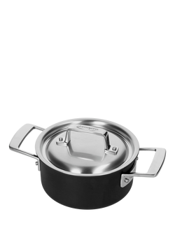 DEMEYERE Black 5-Layer Uncoated Stainless Steel Outdoor Casserole & Lid, Black