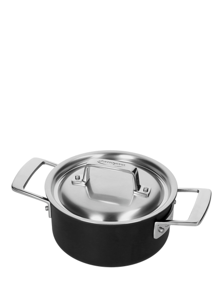 DEMEYERE Black 5-Layer Uncoated Stainless Steel Outdoor Casserole & Lid, Black