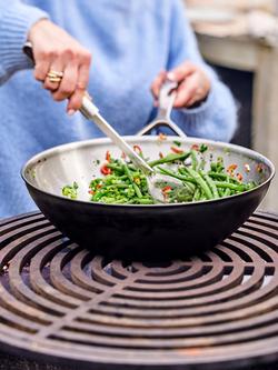 DEMEYERE Black 5-Layer Uncoated Stainless Steel Outdoor Wok, 30cm - view 2, Black